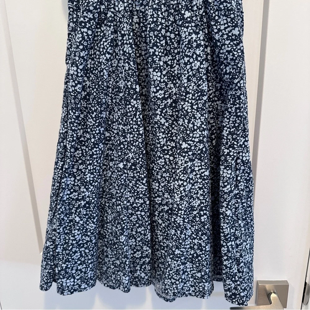 Abercrombie & Fitch Puff Strap Babydoll Mini Dress In Blue Floral Size Medium - Picture 8 of 11